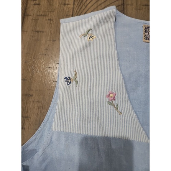 Vintage Tantrum Blues Vest Easter Floral Bunny Chick Cotton Cottage Grandmacore - Picture 4 of 13